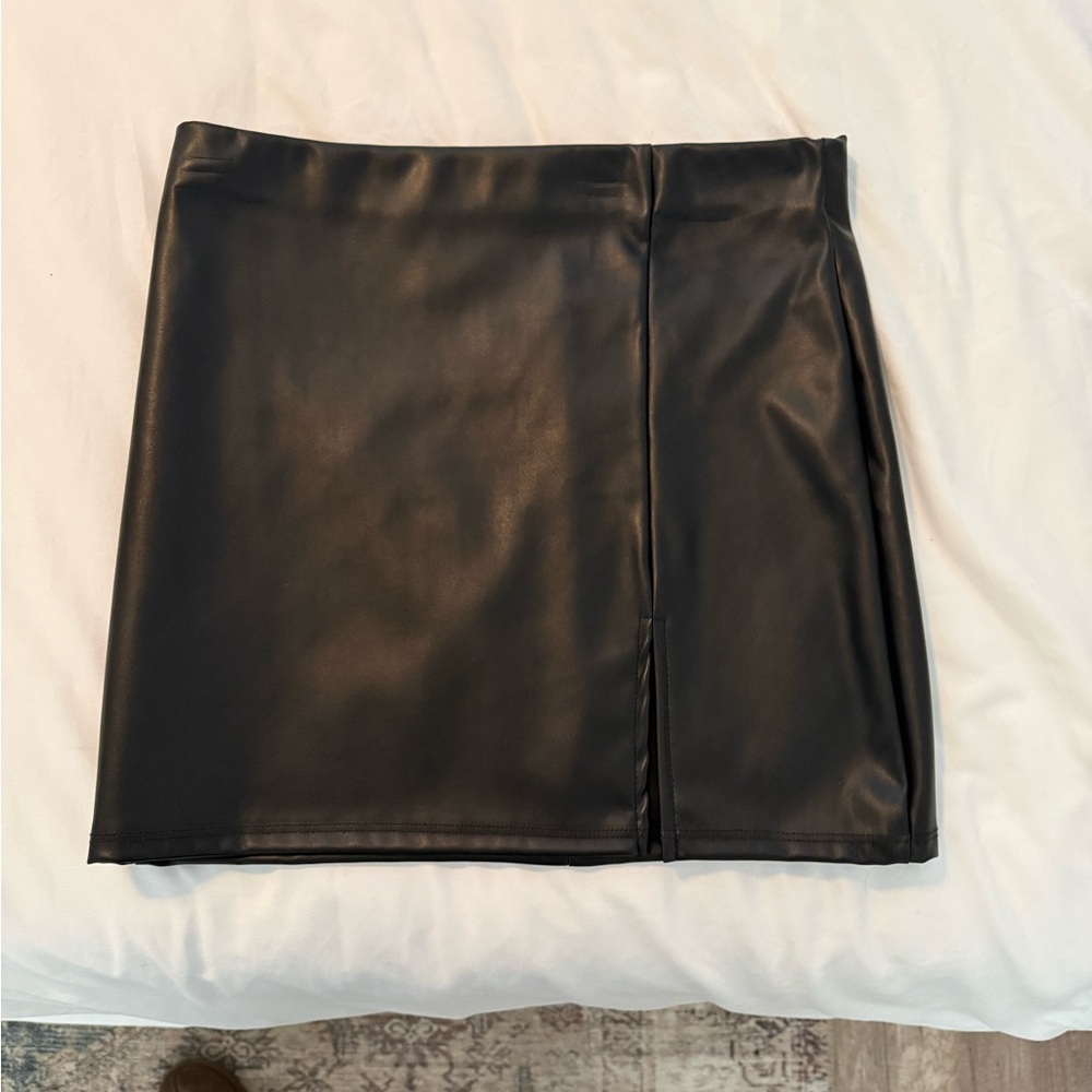 Black Faux Leather Mini Skirt